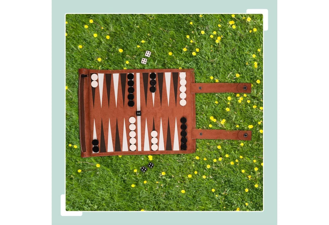 relaxdays Backgammon Spiel zum Aufrollen Strategiespiel Rotbraun