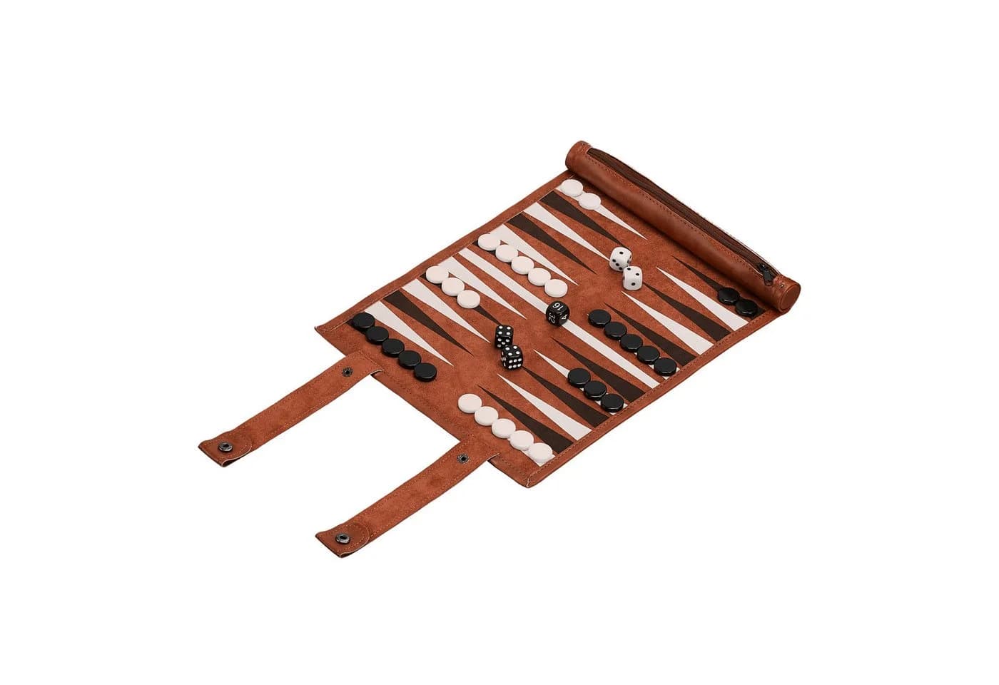 relaxdays Backgammon Spiel zum Aufrollen Strategiespiel Rotbraun - Bild 2