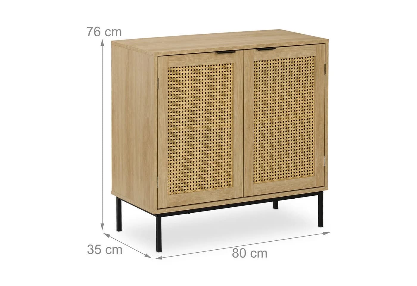 relaxdays Sideboard mit 2 Rattan Türe Natur/Schwarz - Bild 4