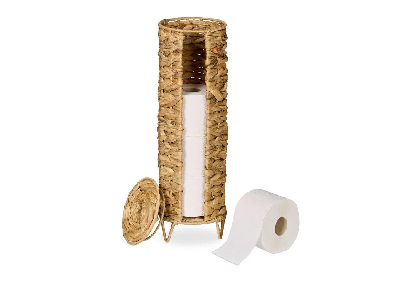 relaxdays Toilettenpapierhalter 4 Rollen Wasserhyazinthe Braun - Bild 2