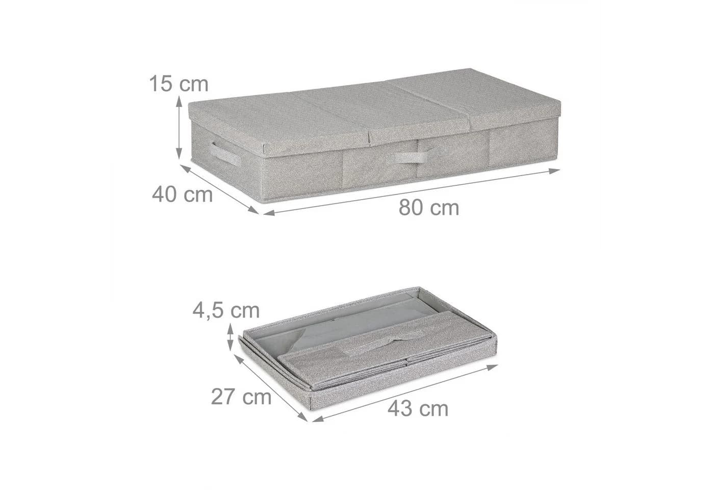 relaxdays Unterbettkommode mit Deckel 2er Set Grau Faltbar - Bild 4