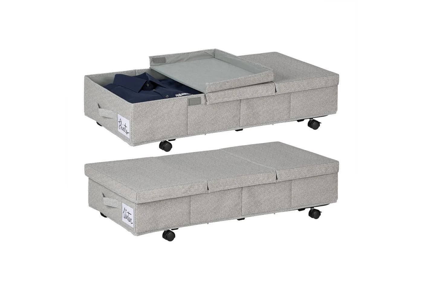 relaxdays Unterbettkommode mit Rollen 2er Set Grau/Schwarz - Bild 2