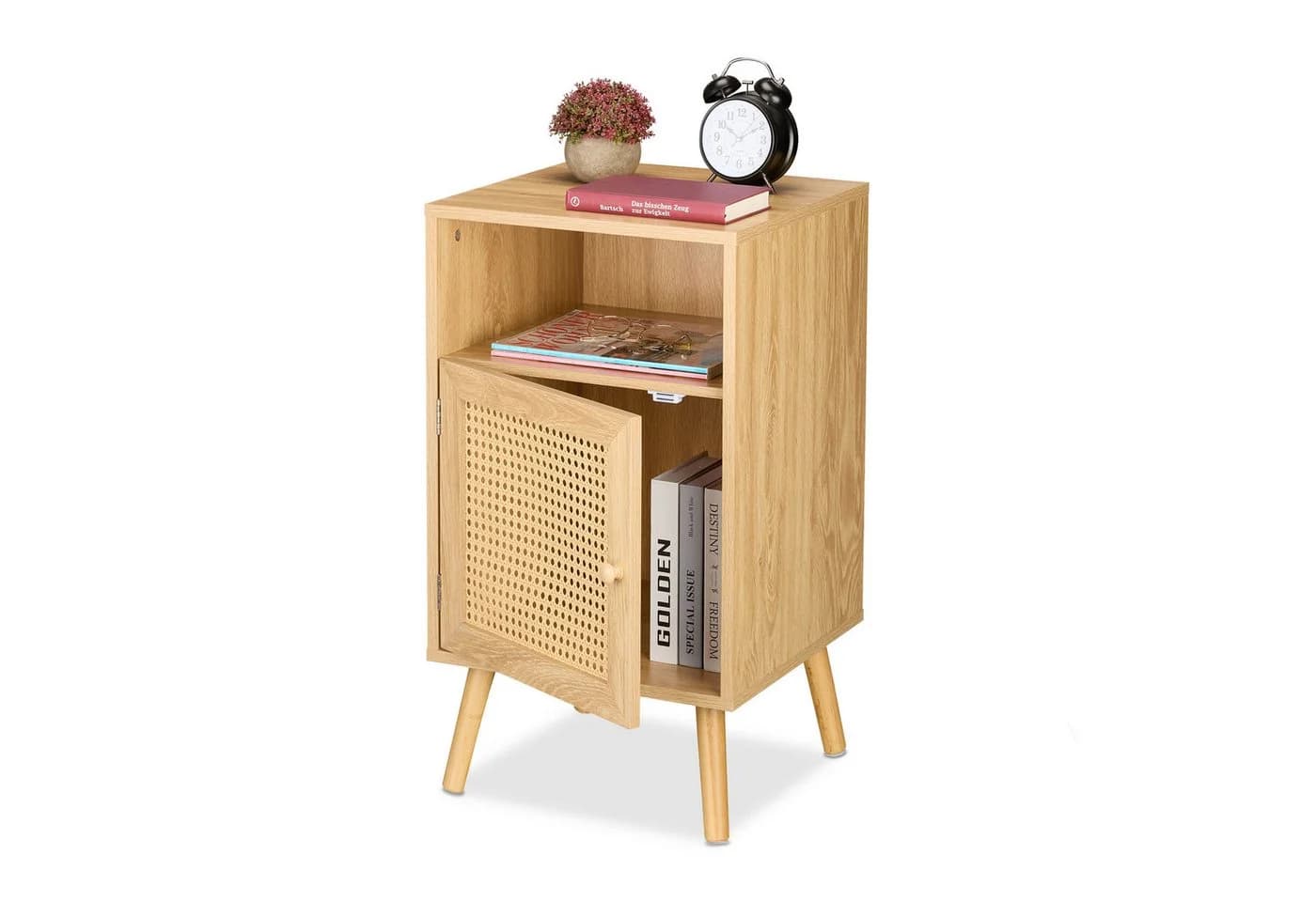relaxdays Nachttisch Natur Holzoptik Rattan Bambus - Bild 2