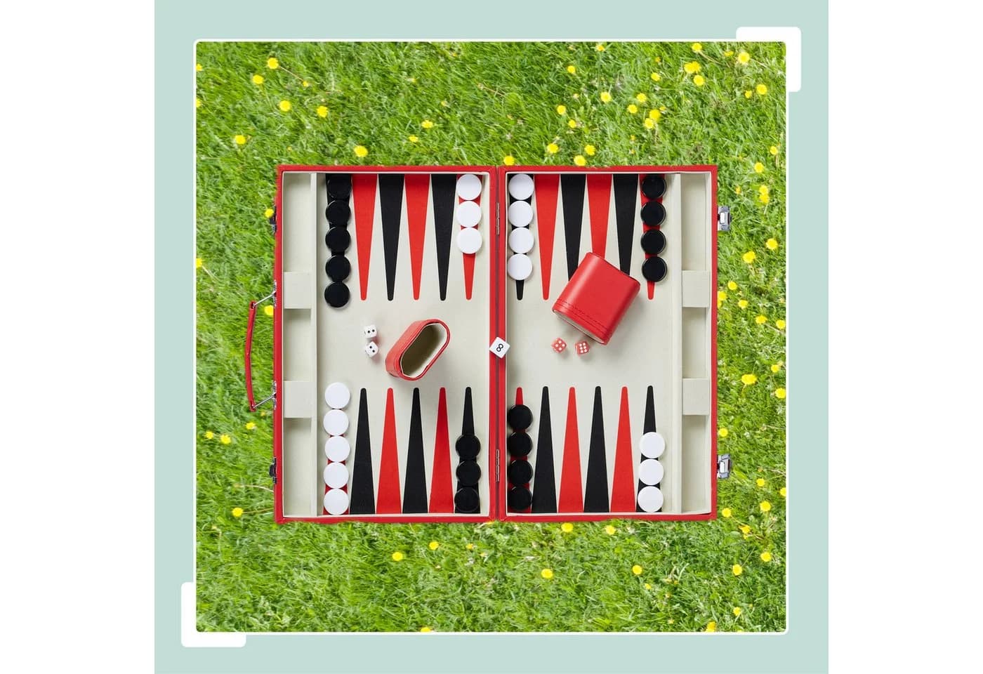 relaxdays Backgammon Koffer Rot - Strategiespiel mit Lederoptik