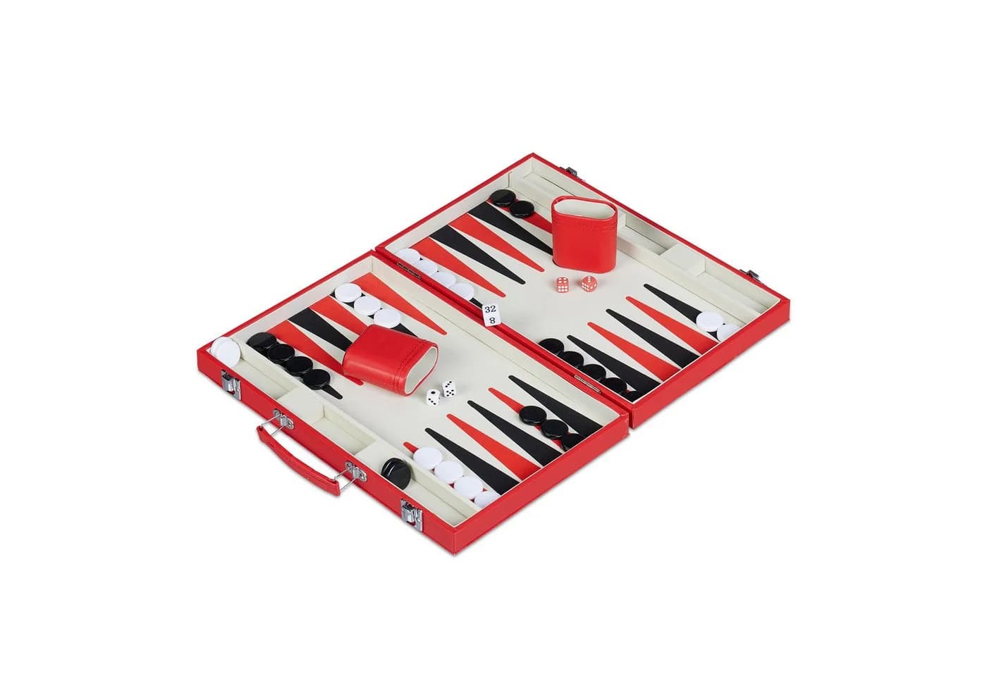 relaxdays Backgammon Koffer Rot - Strategiespiel mit Lederoptik - Bild 2