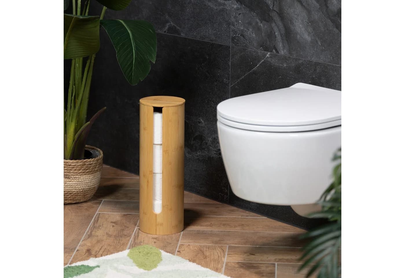 relaxdays Toiletten-Ersatzrollenhalter Bambus