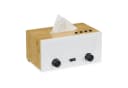 relaxdays Papiertuchbox Kosmetiktücherbox Radio-Design Weiß/Natur Bild 2