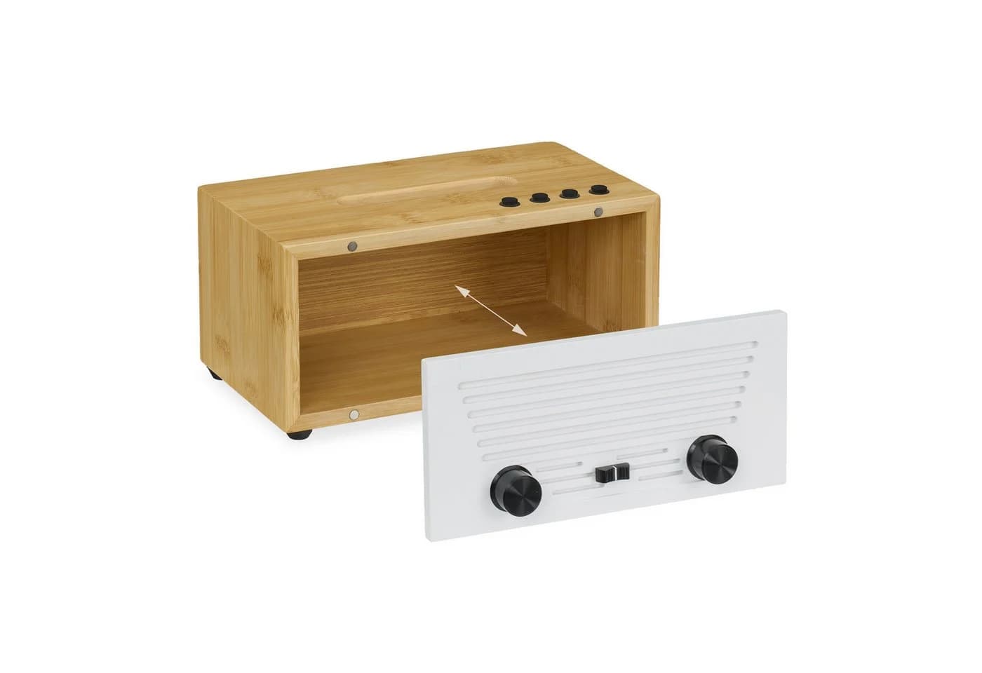 relaxdays Papiertuchbox Kosmetiktücherbox Radio-Design Weiß/Natur - Bild 5