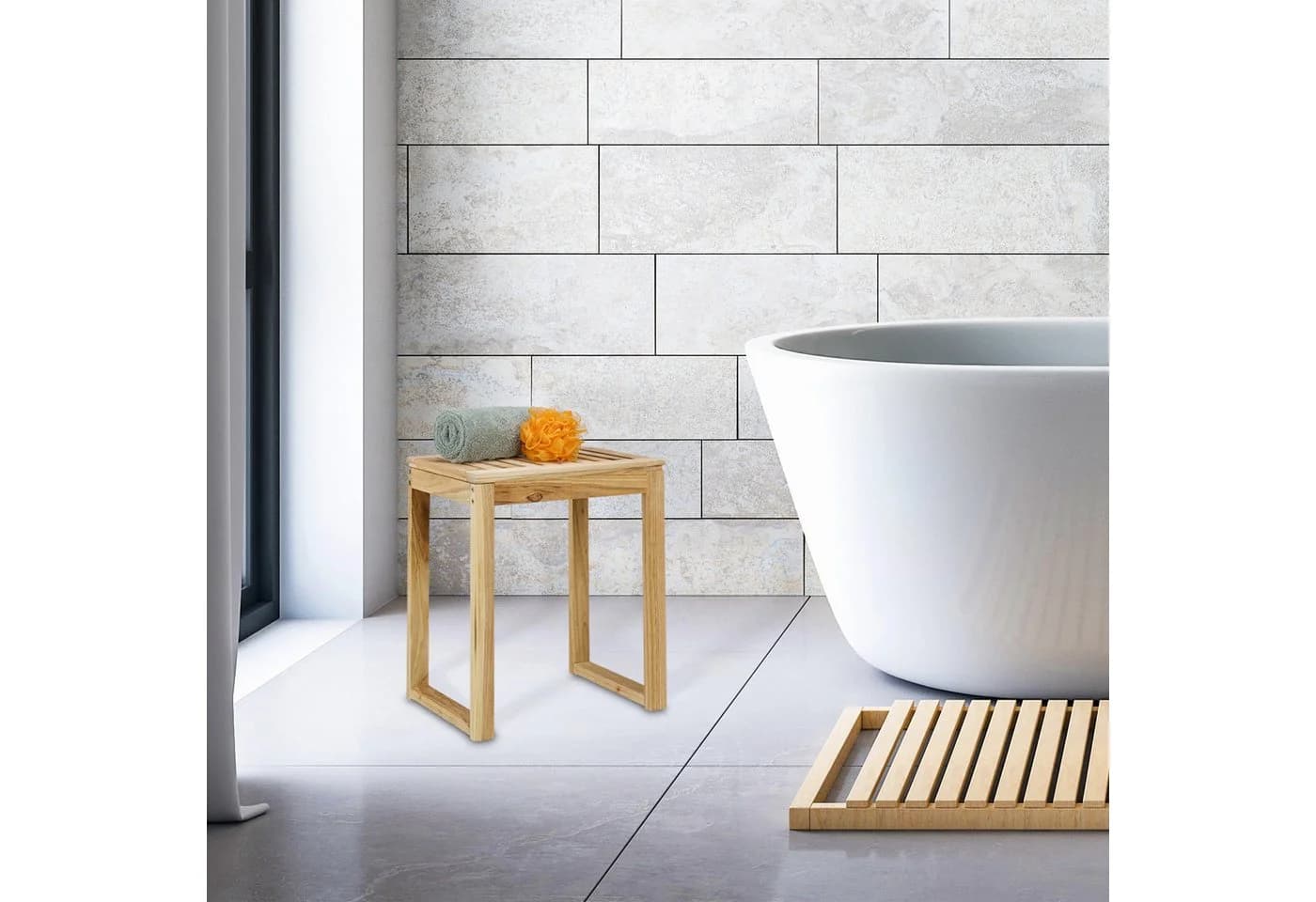 relaxdays Badhocker aus Holz