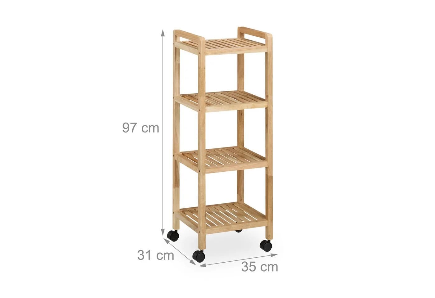 relaxdays Badregal Holz mit 4 Rollen Natur - Bild 4