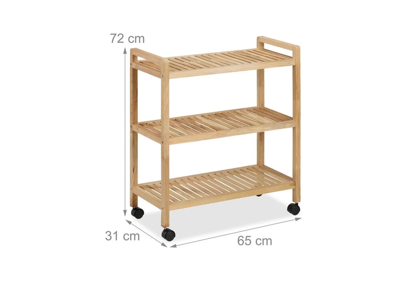RELAXDAYS Badregal Holz mit Rollen - 3 Ablagen - Bild 4