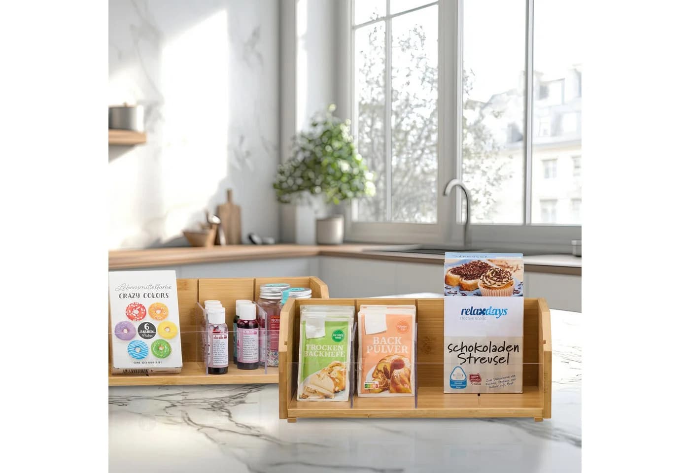 relaxdays Tee Organizer 12 Fächer Bambus Stapelbar