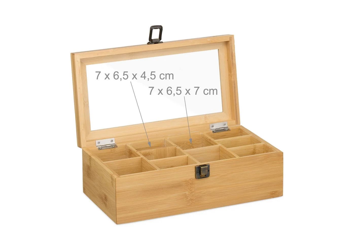 relaxdays Bambus Teebox mit 10 Fächern & Sichtfenster - Bild 5