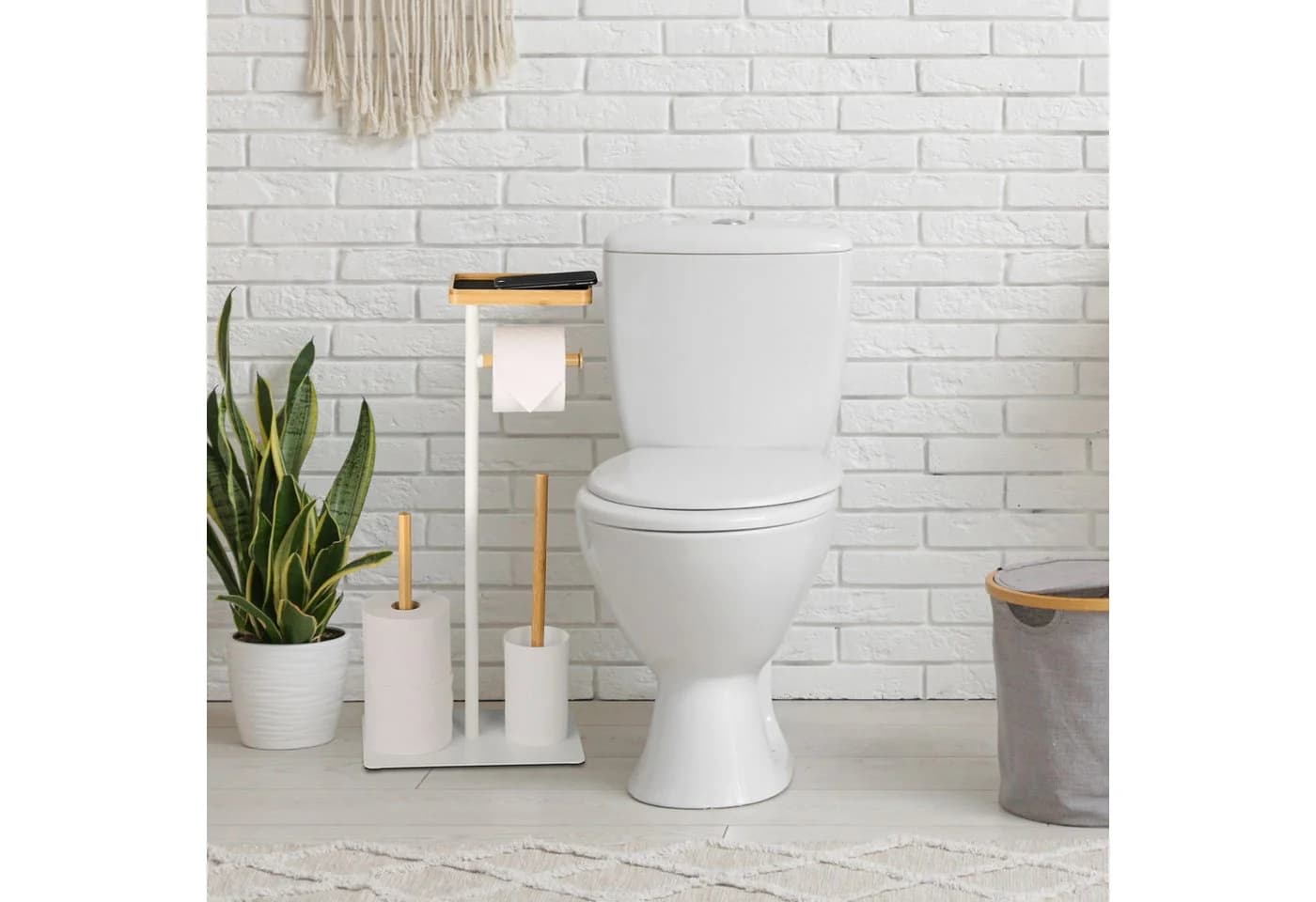 relaxdays WC-Garnitur Bambus & Metall mit Ablage - Bild 3