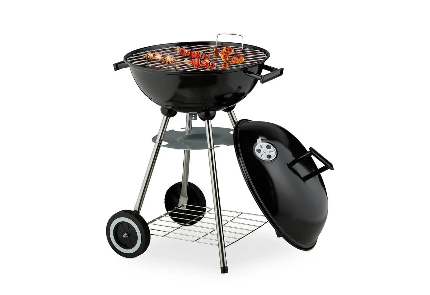 relaxdays Kugelgrill mit Rollen Schwarz Silber - Bild 2