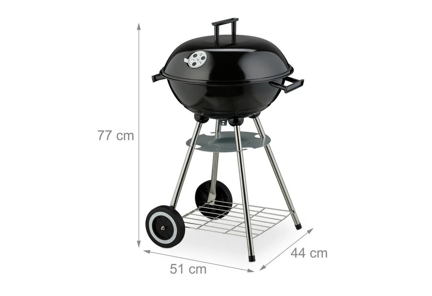 relaxdays Kugelgrill mit Rollen Schwarz Silber - Bild 4