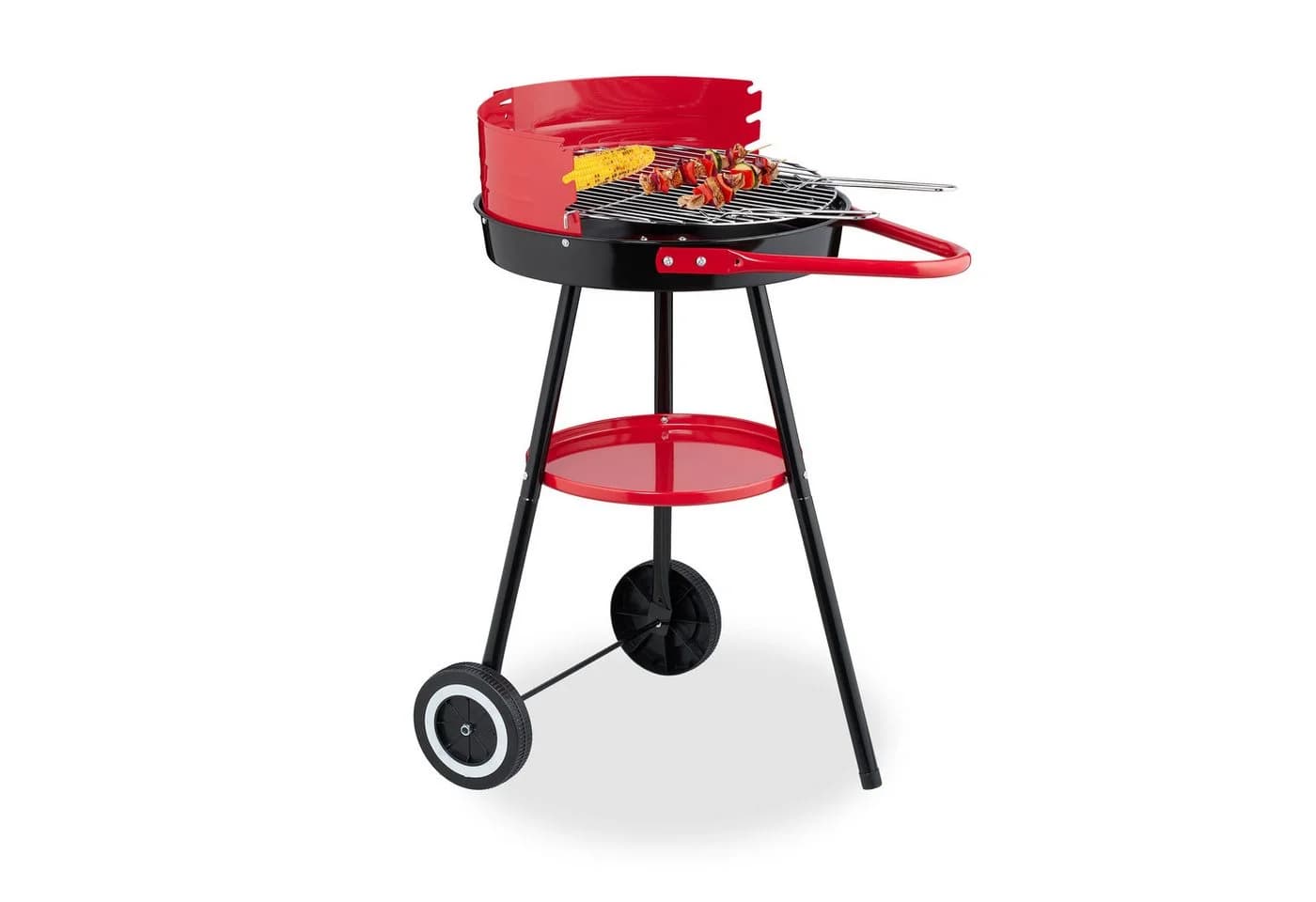 relaxdays Holzkohlegrill 42 cm mit Rollen Schwarz/Rot - Bild 2