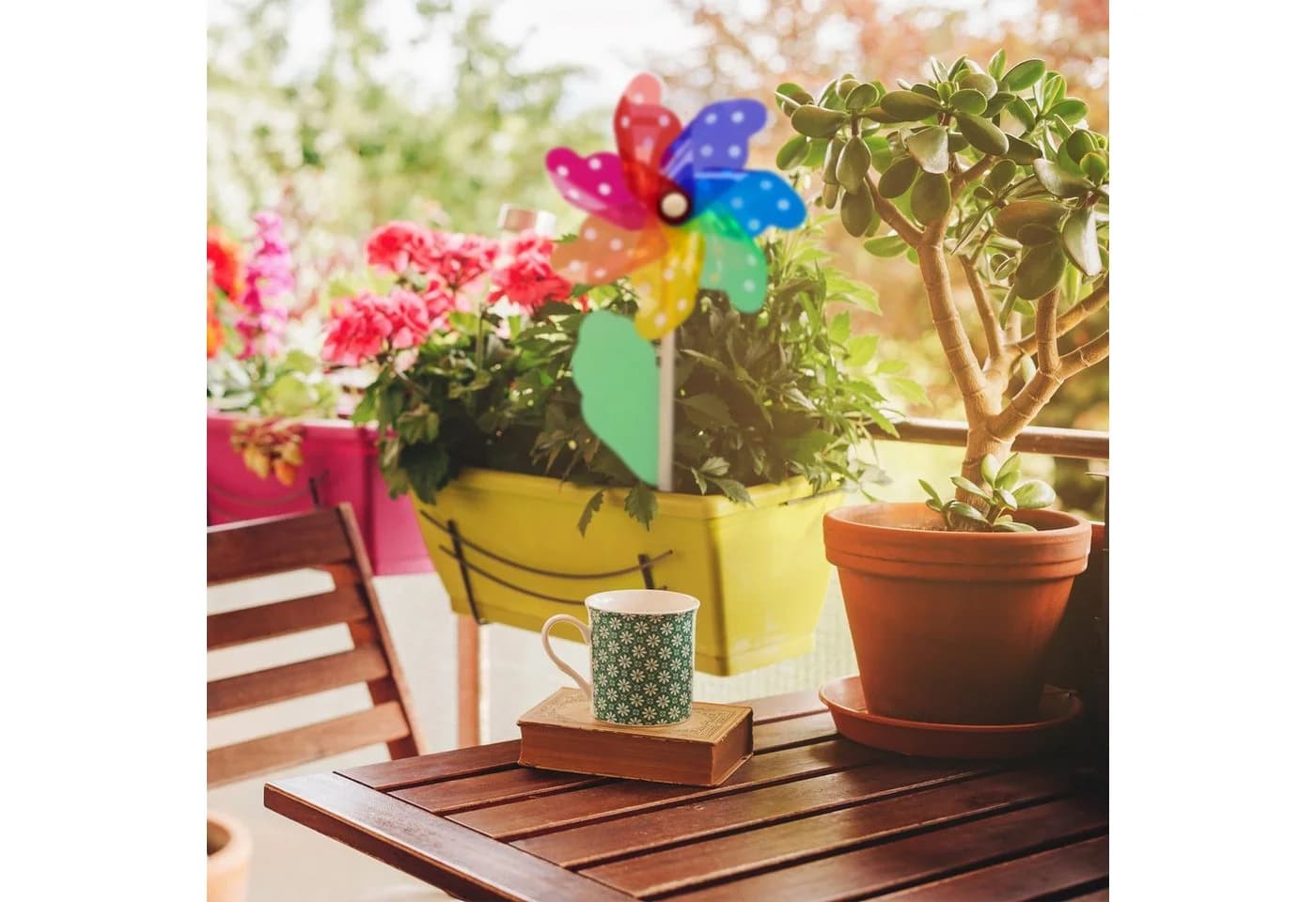relaxdays Deko-Windrad 4er Set Bunt Nostalgisch - Bild 5