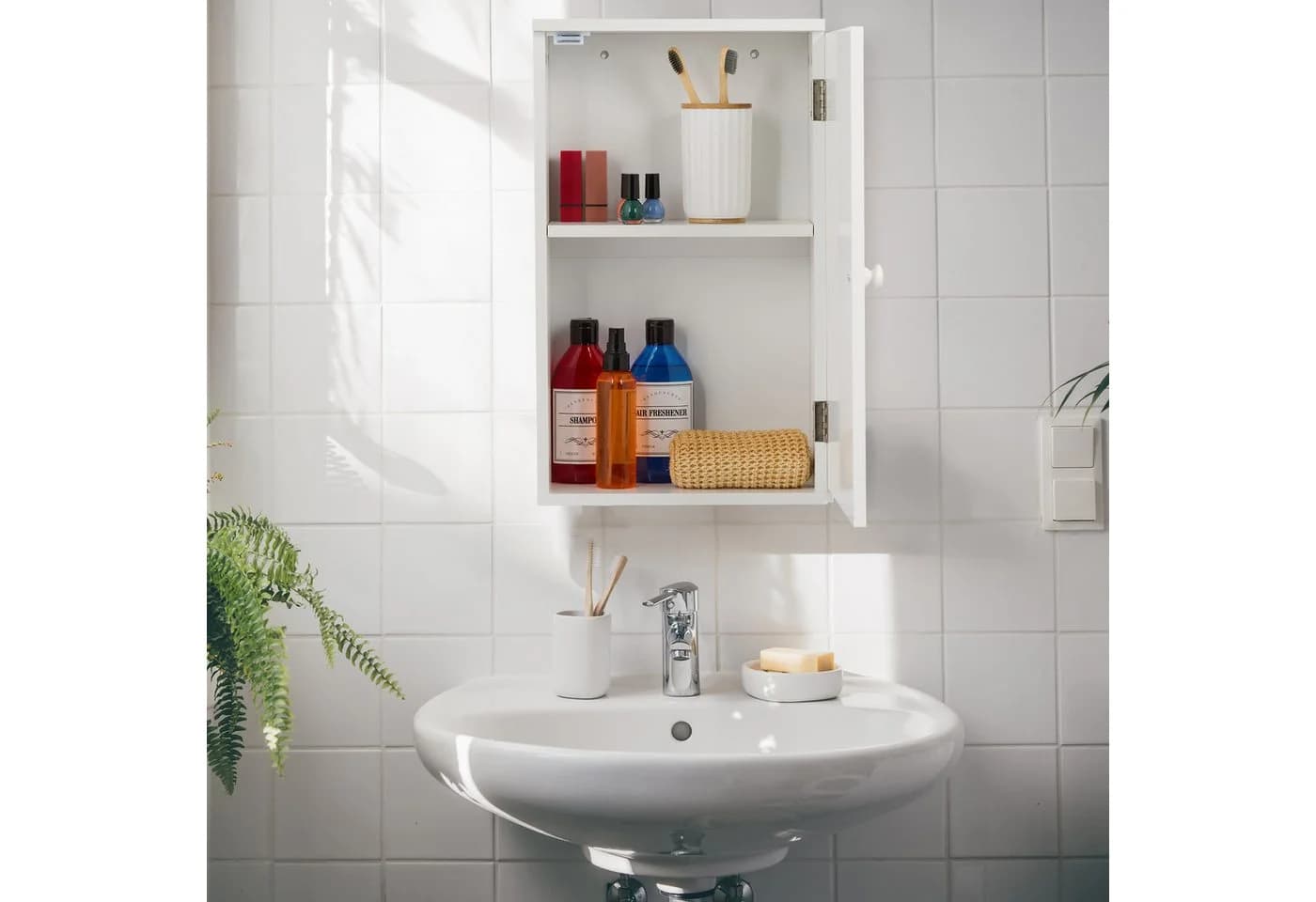 relaxdays Hängeschrank Weiß mit Tür