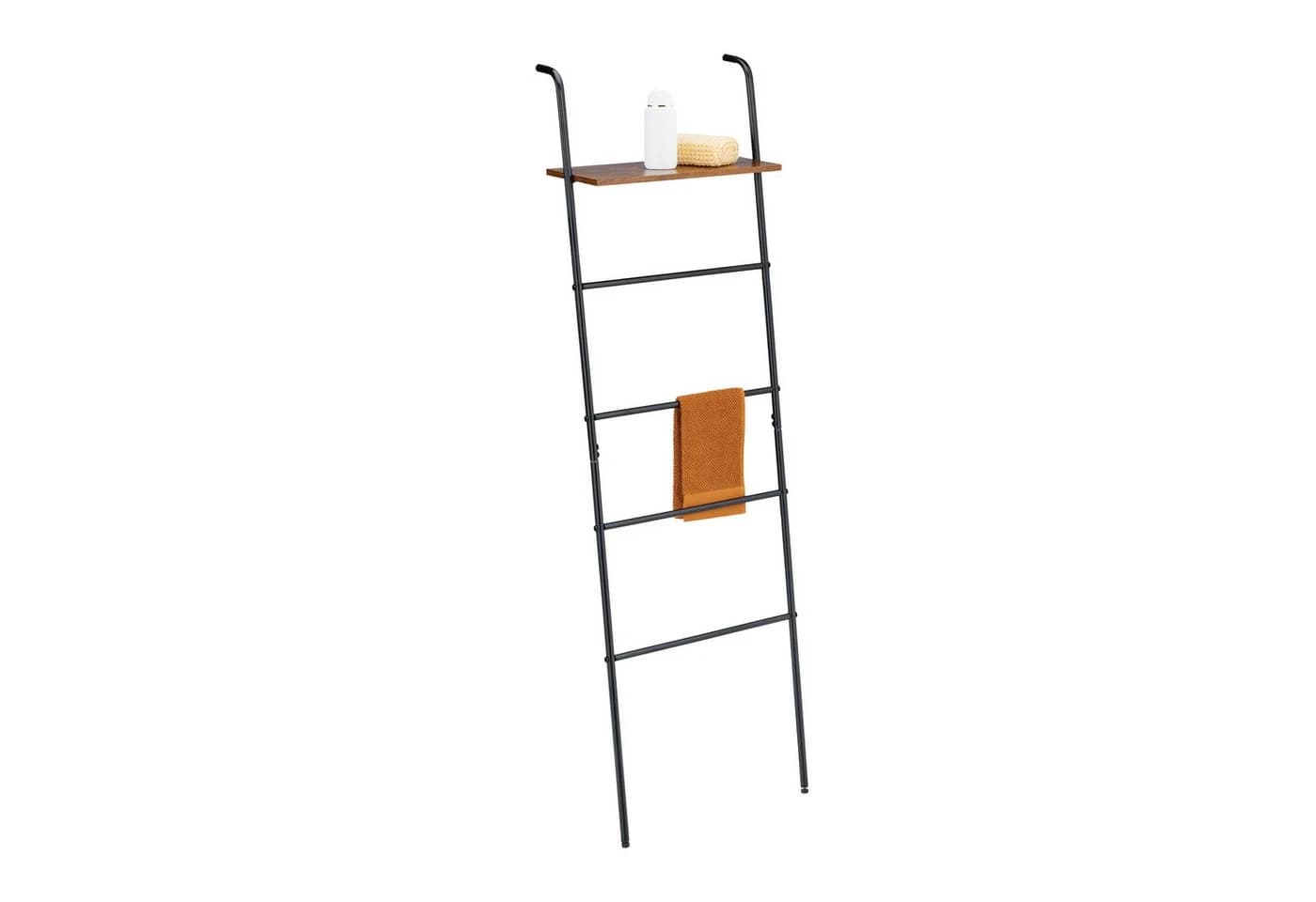 relaxdays Handtuchleiter Industrial Schwarz/Braun mit Ablage - Bild 2
