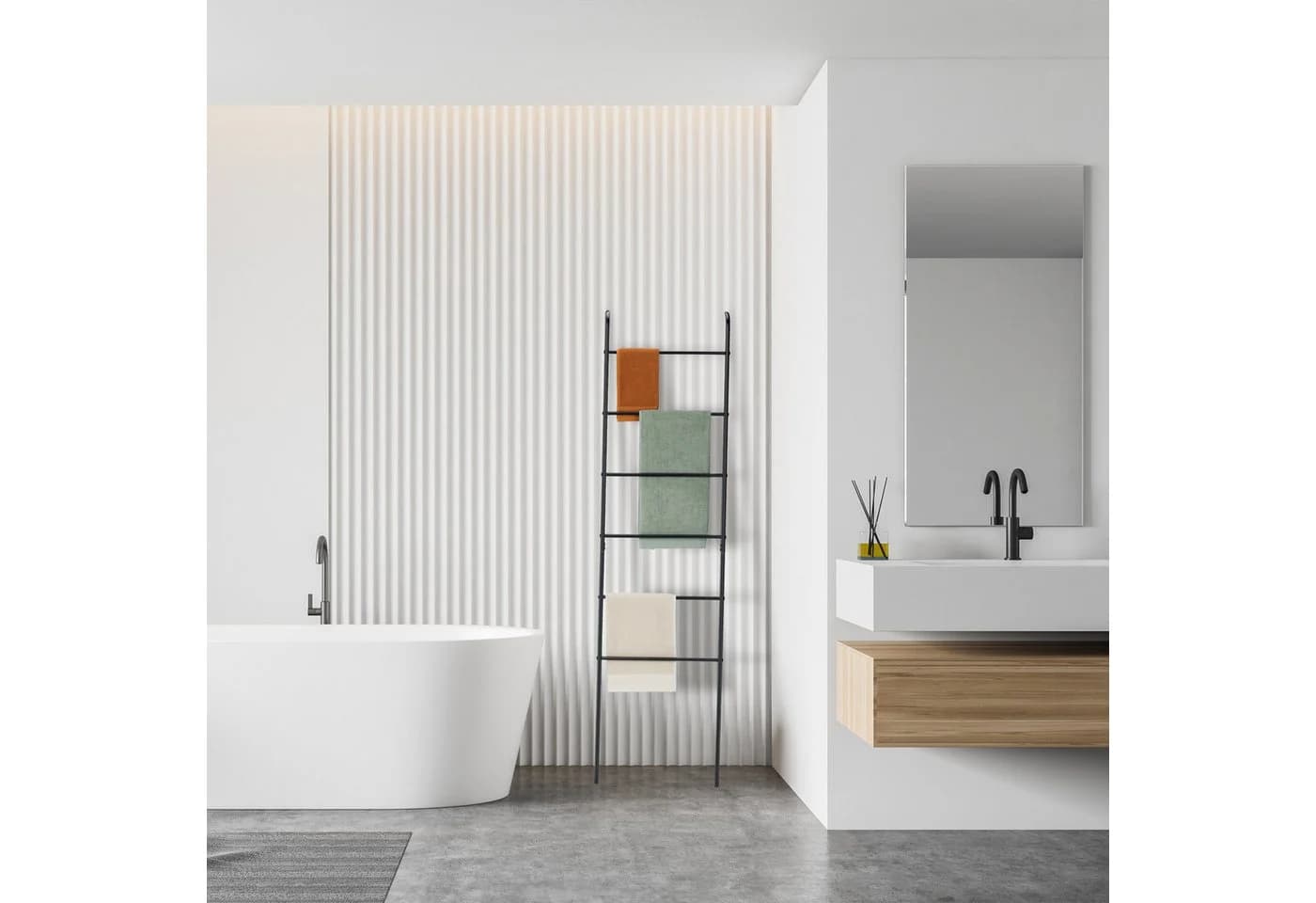 relaxdays Handtuchleiter aus Metall mit 6 Sprossen