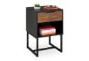 relaxdays Nachttisch Industrial mit Schublade Schwarz/Braun Bild 2