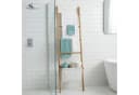relaxdays Handtuchleiter mit Wäschekorb Beige/Braun Walnussholz Bild 1