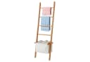 relaxdays Handtuchleiter mit Wäschekorb Beige/Braun Walnussholz Bild 2