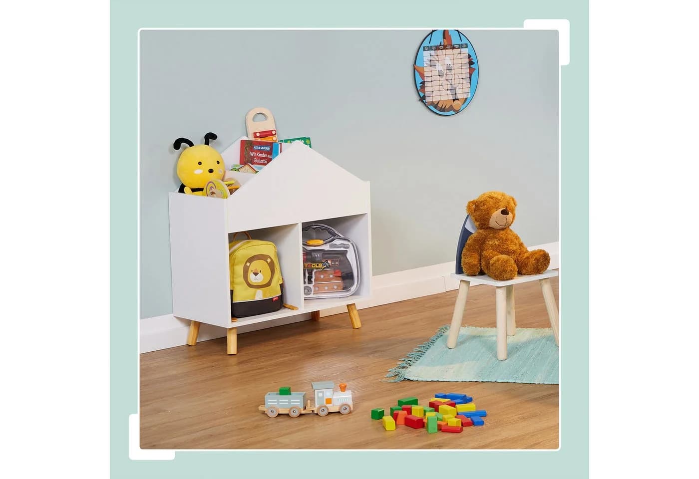 relaxdays Kinderregal Haus 6 Fächer Holzwerkstoff Weiß