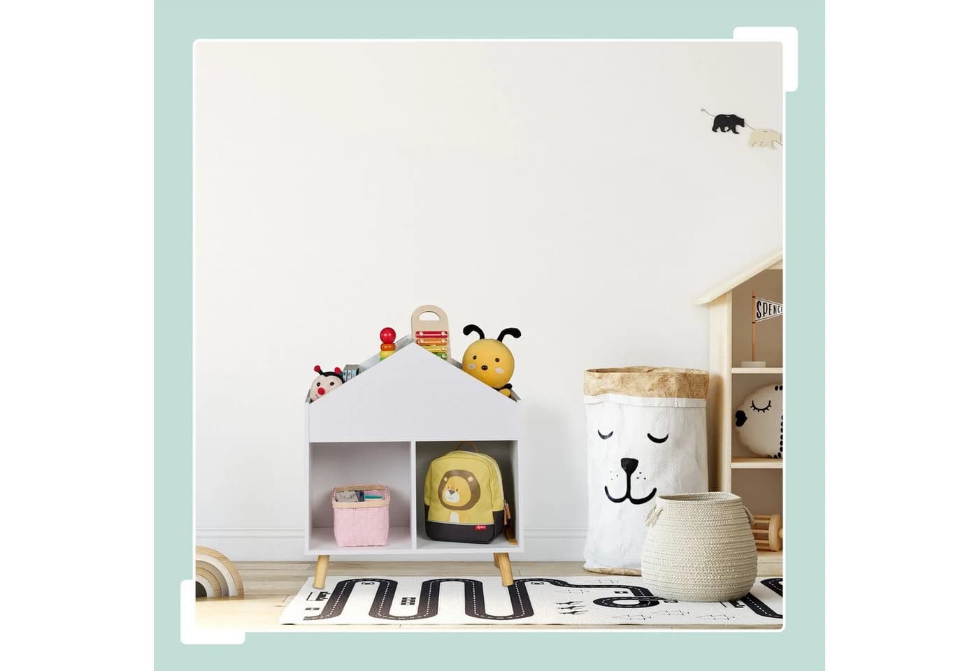 relaxdays Kinderregal Haus 6 Fächer Holzwerkstoff Weiß - Bild 3