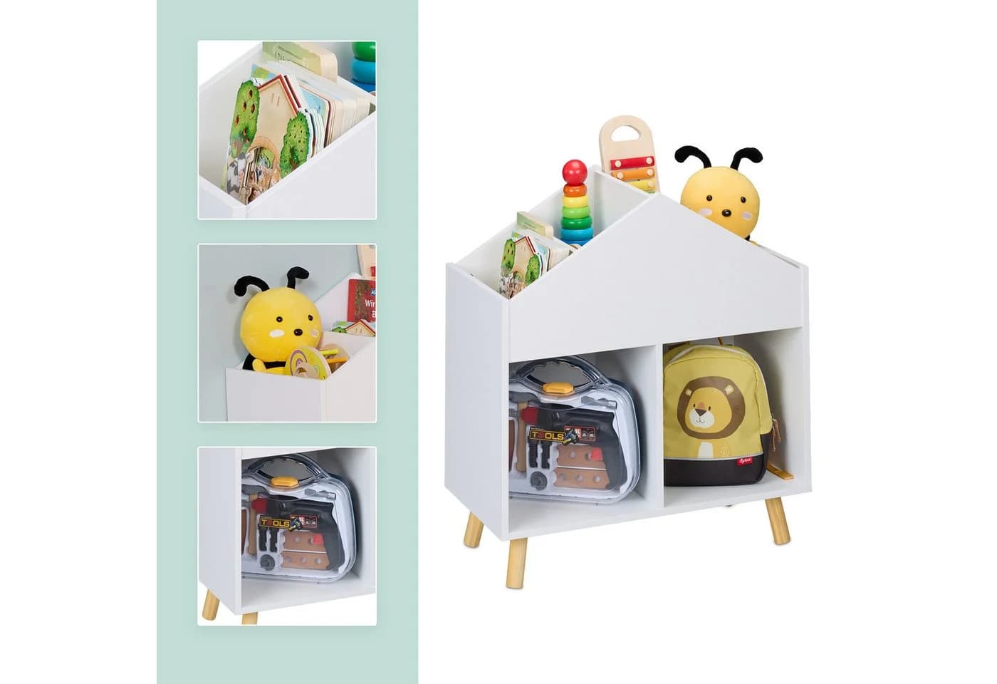 relaxdays Kinderregal Haus 6 Fächer Holzwerkstoff Weiß - Bild 5