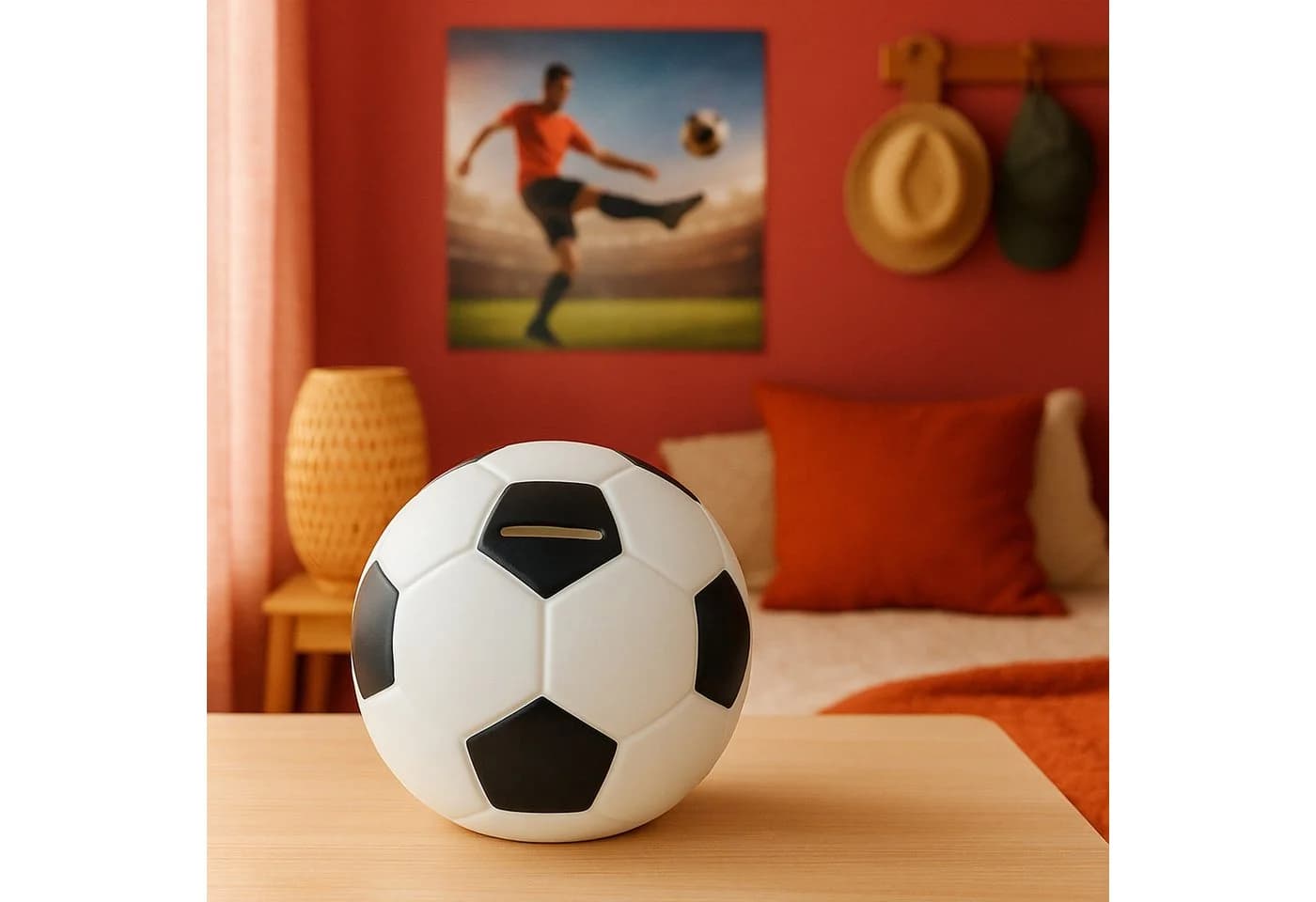 relaxdays Spardose Fußball Schwarz/Weiß Kunstharz - Bild 3