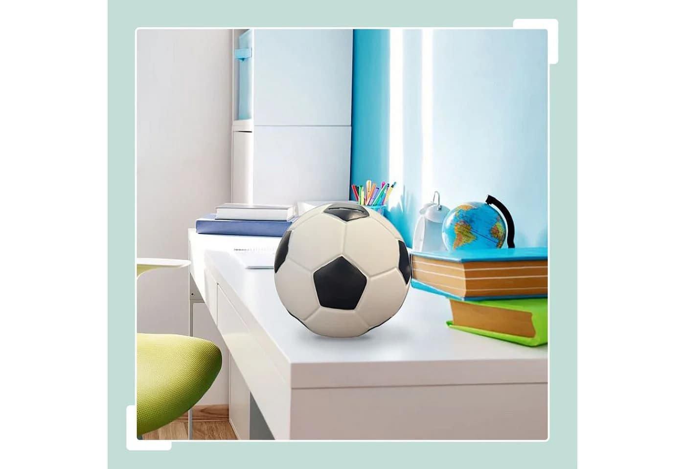 relaxdays Spardose Fußball Schwarz/Weiß Kunstharz - Bild 5
