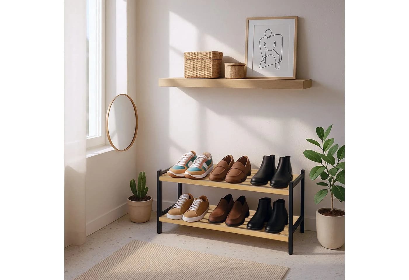 relaxdays Schuhregal Bambus 2 Ebenen - Bild 3