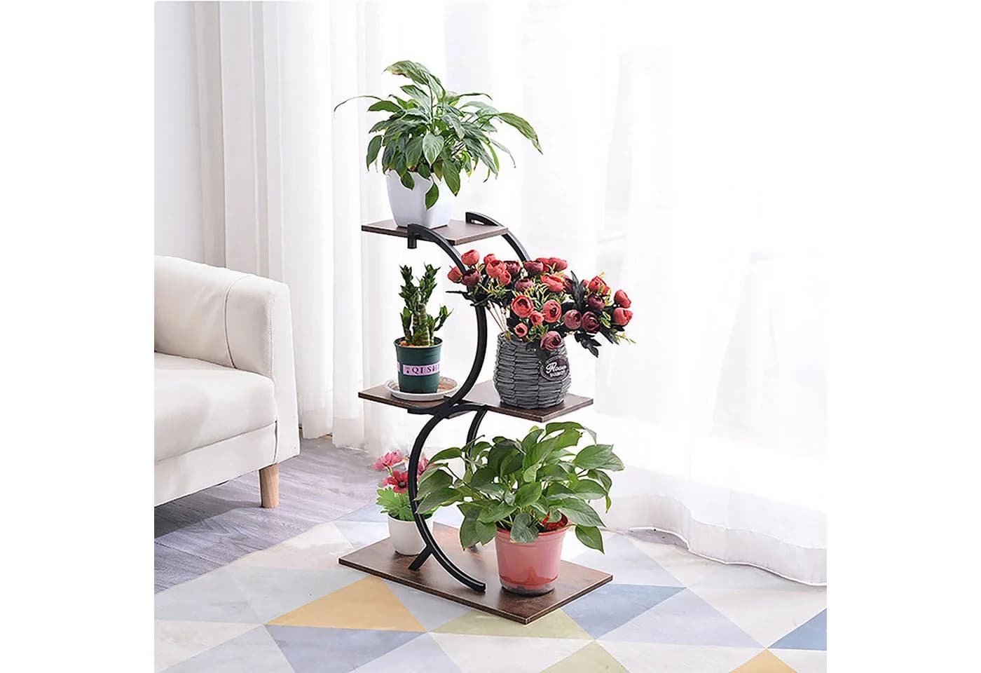 relaxdays Blumenständer Pflanzenständer Industrial Design Braun/Schwarz