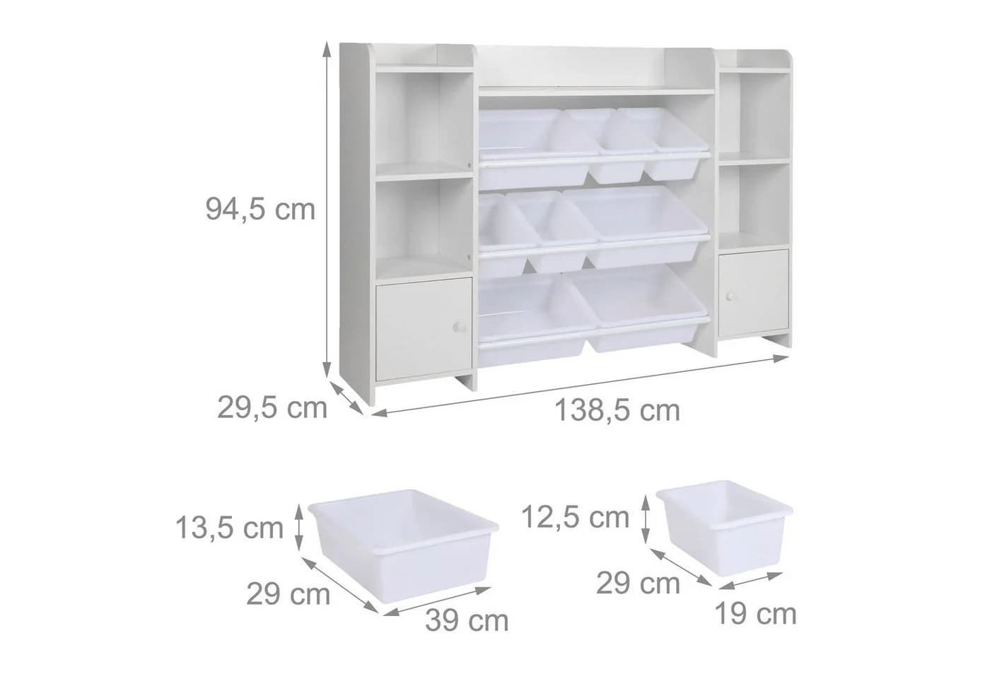 relaxdays Kinderregal mit 8 Boxen, 6 Fächern und 3 Ablagen, Weiß - Bild 4