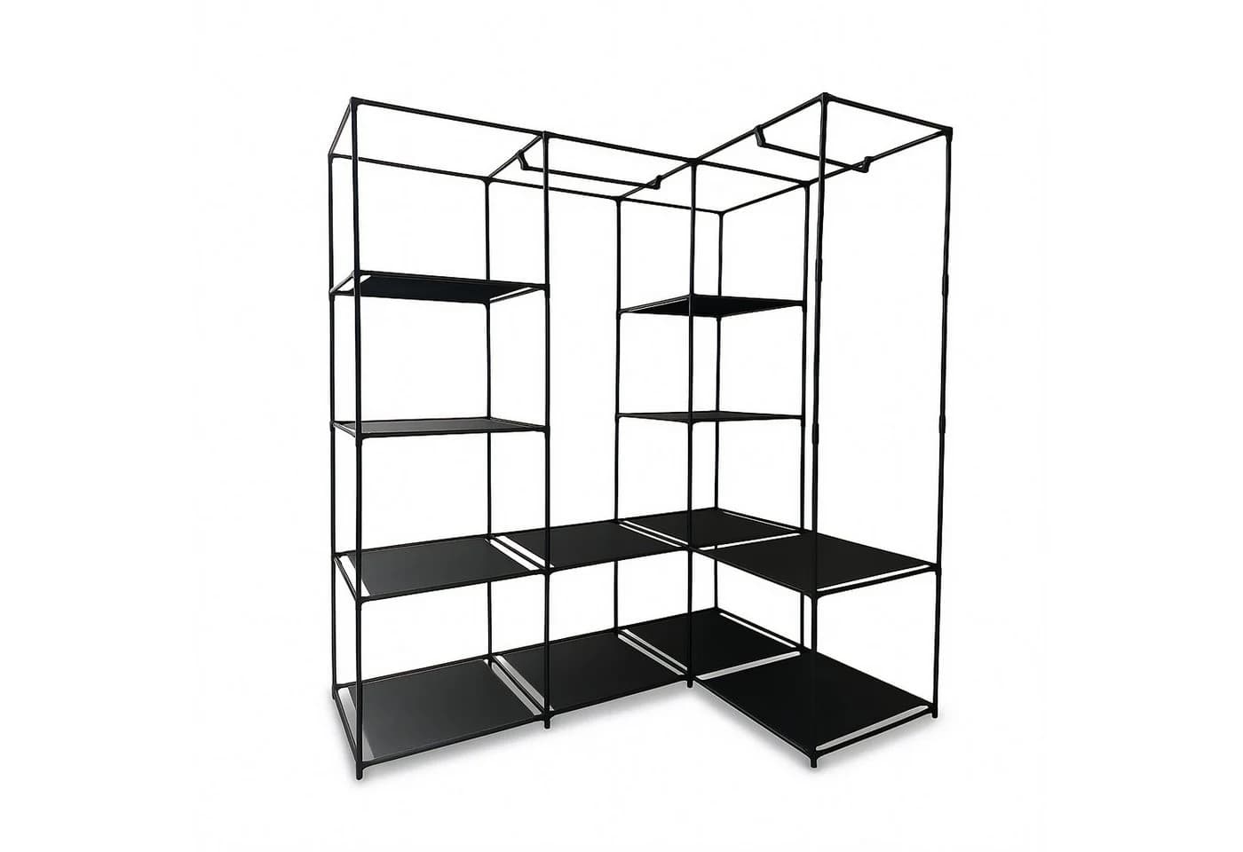 relaxdays Eckschrank Kleiderschrank Schwarz Metall Vlies - Bild 2