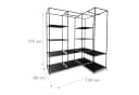 relaxdays Eckschrank Kleiderschrank Schwarz Metall Vlies Bild 4