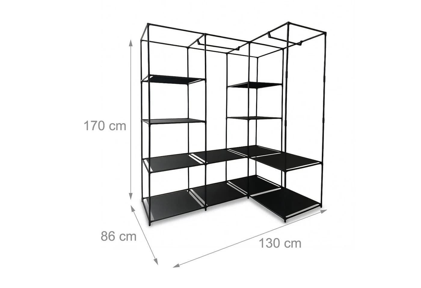 relaxdays Eckschrank Kleiderschrank Schwarz Metall Vlies - Bild 4