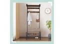 relaxdays Garderobenständer Garderobe mit Schuhbank Schwarz Braun Bild 1