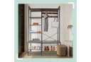 relaxdays Garderobenständer Industrial Design Schwarz/Braun mit Sitzbank Bild 1