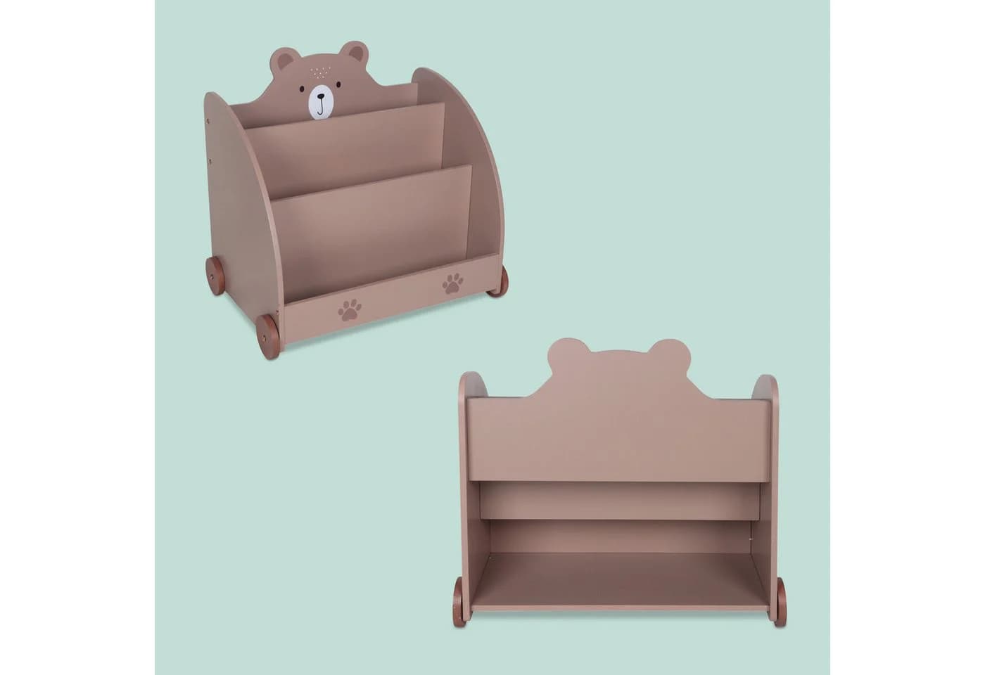 relaxdays Kinderregal Bücherregal Kinder Bär-Design Braun - Bild 5