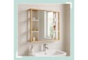 relaxdays Spiegelschrank mit Bambus Dekor - MDF, Glas, Weiß/Natur - 64x62x21 cm Bild 1