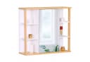 relaxdays Spiegelschrank mit Bambus Dekor - MDF, Glas, Weiß/Natur - 64x62x21 cm Bild 2
