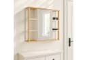 relaxdays Spiegelschrank mit Bambus Dekor - MDF, Glas, Weiß/Natur - 64x62x21 cm Bild 3