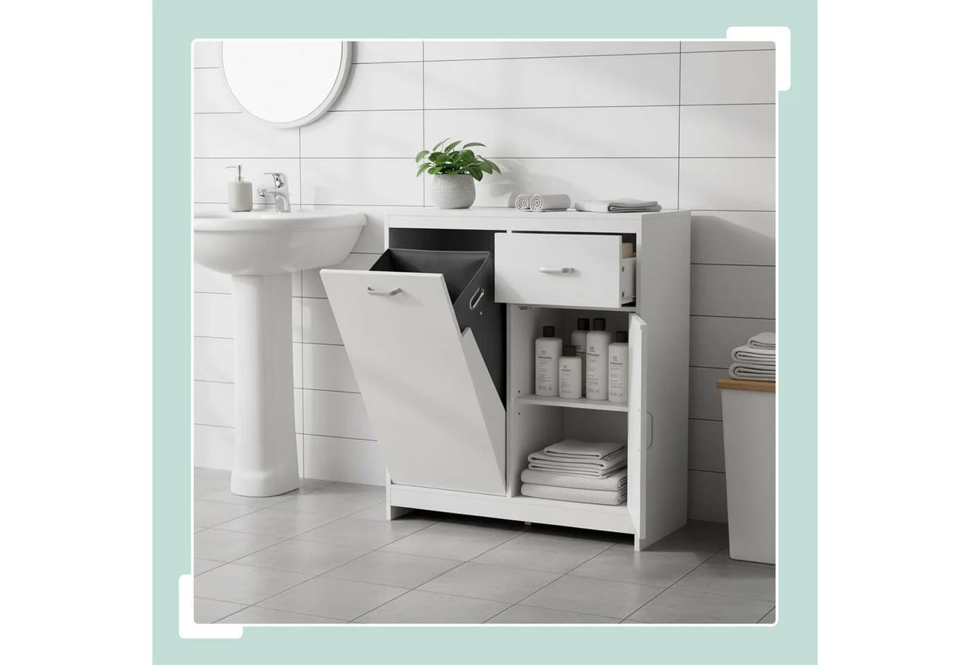 RELAXDAYS Wäscheschrank mit 48 l Wäschesack Weiß - Bild 3