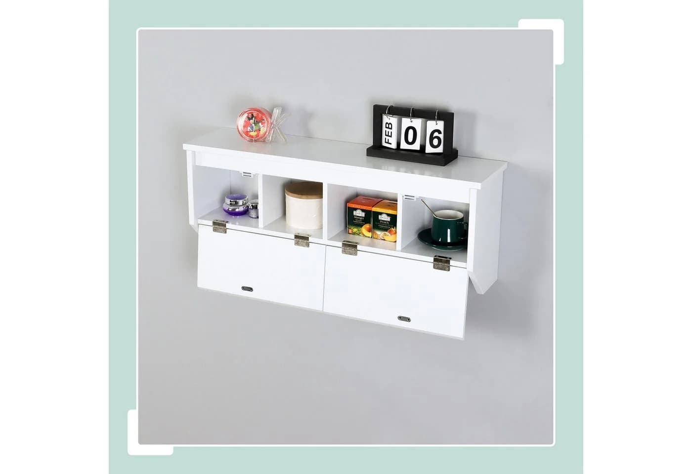 relaxdays Wandgarderobe 5 Haken mit Stauraum Weiß
