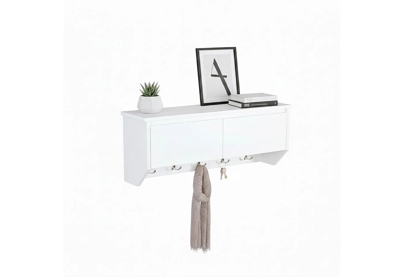 relaxdays Wandgarderobe 5 Haken mit Stauraum Weiß - Bild 2