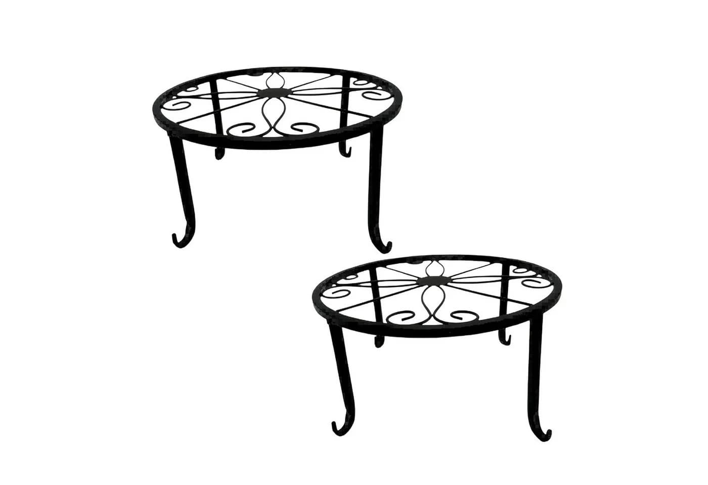 relaxdays Blumenhocker Retro Blumenständer 2er Set Schwarz - Bild 2