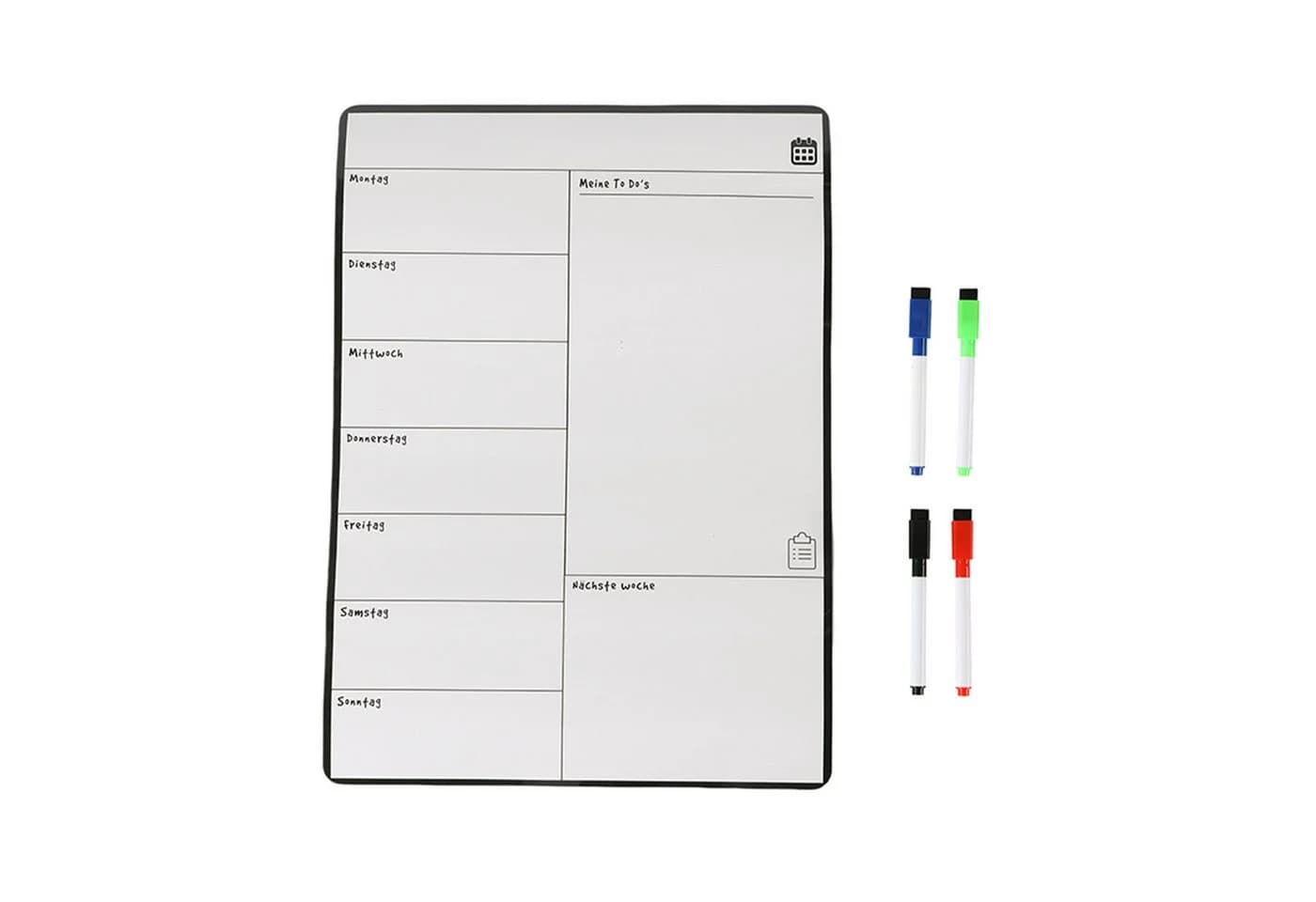 relaxdays Memoboard Speiseplan Wochenplaner magnetisch Schwarz - Bild 2
